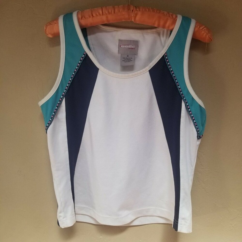 Bollé Sport Womens Sleeveless Tank Active Top Medium Round Neck White Teal